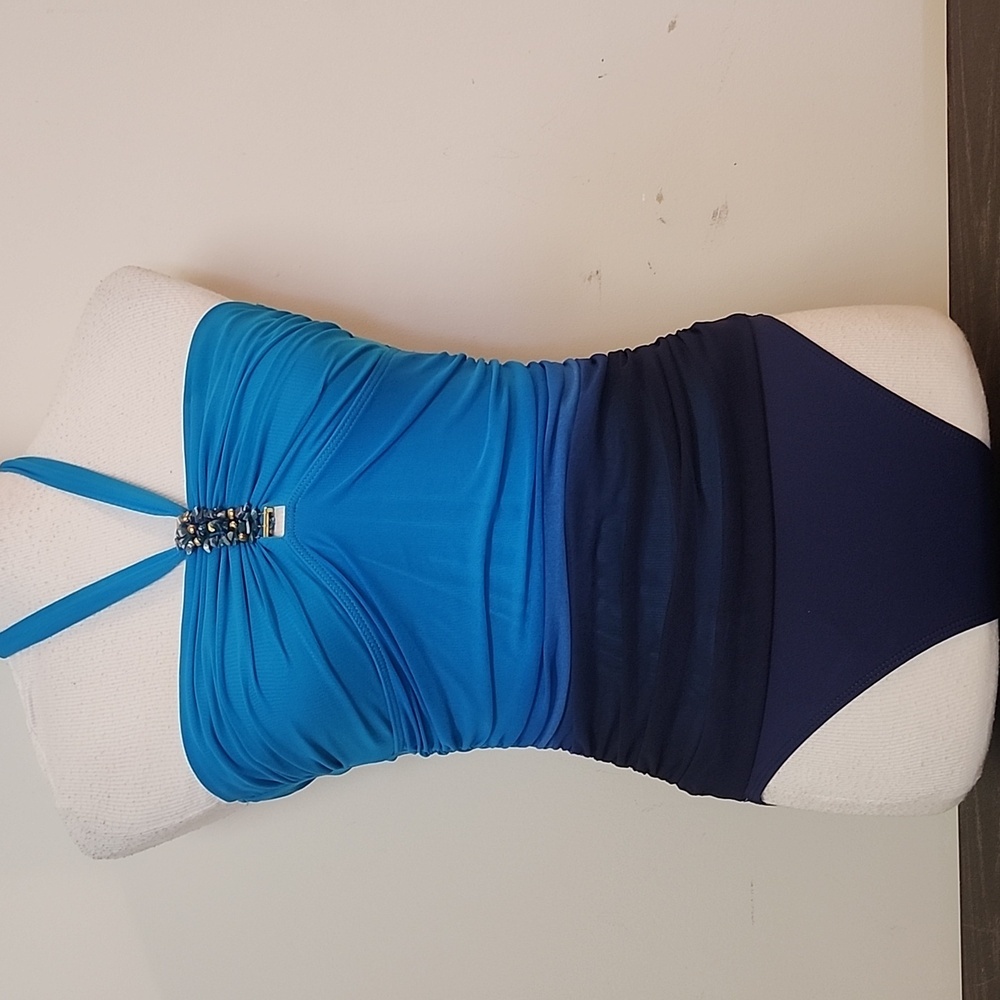 Ralph Lauren Blue One Piece Swimsuit 8 Slimming Ambre